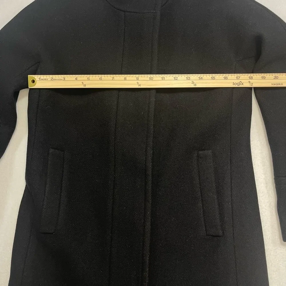 J.Crew Stadium Cloth Nello Gori Wool Coat Black Zip Front Size 2 Classic Luxury - Picture 6 of 8